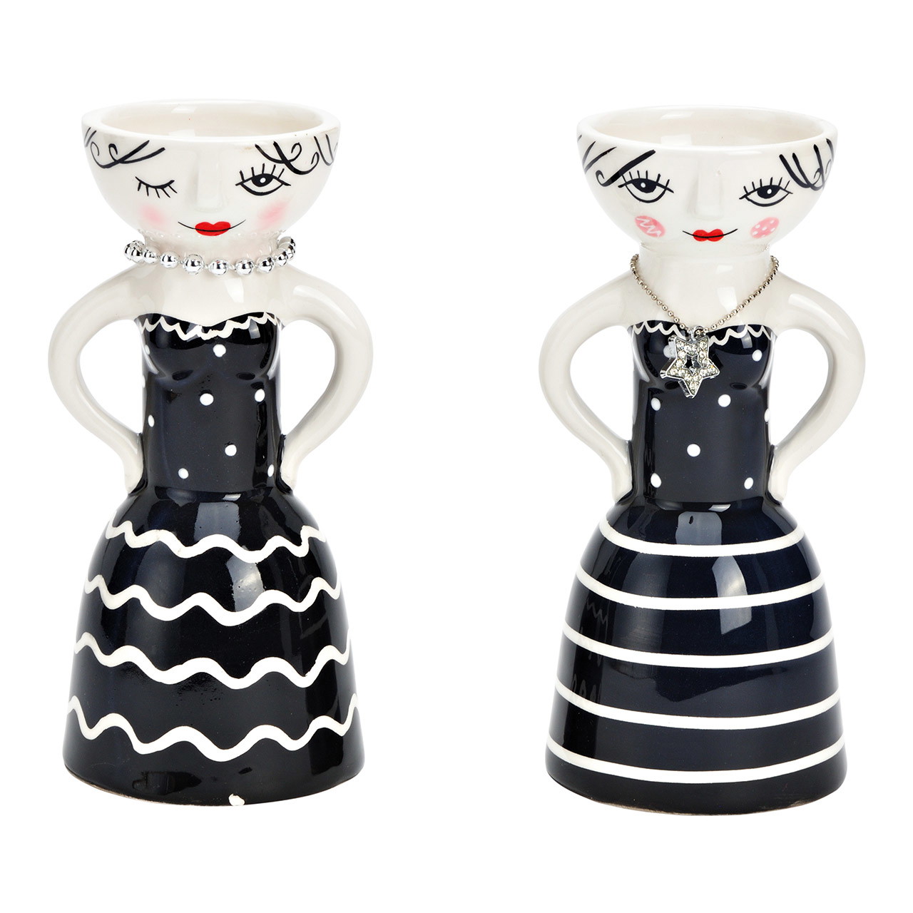 Woman vase made of ceramic black 2-fold, (W/H/D) 8x17x8cm Woman vase made of ceramic black 2-fold, (W/H/D) 8x17x8cm