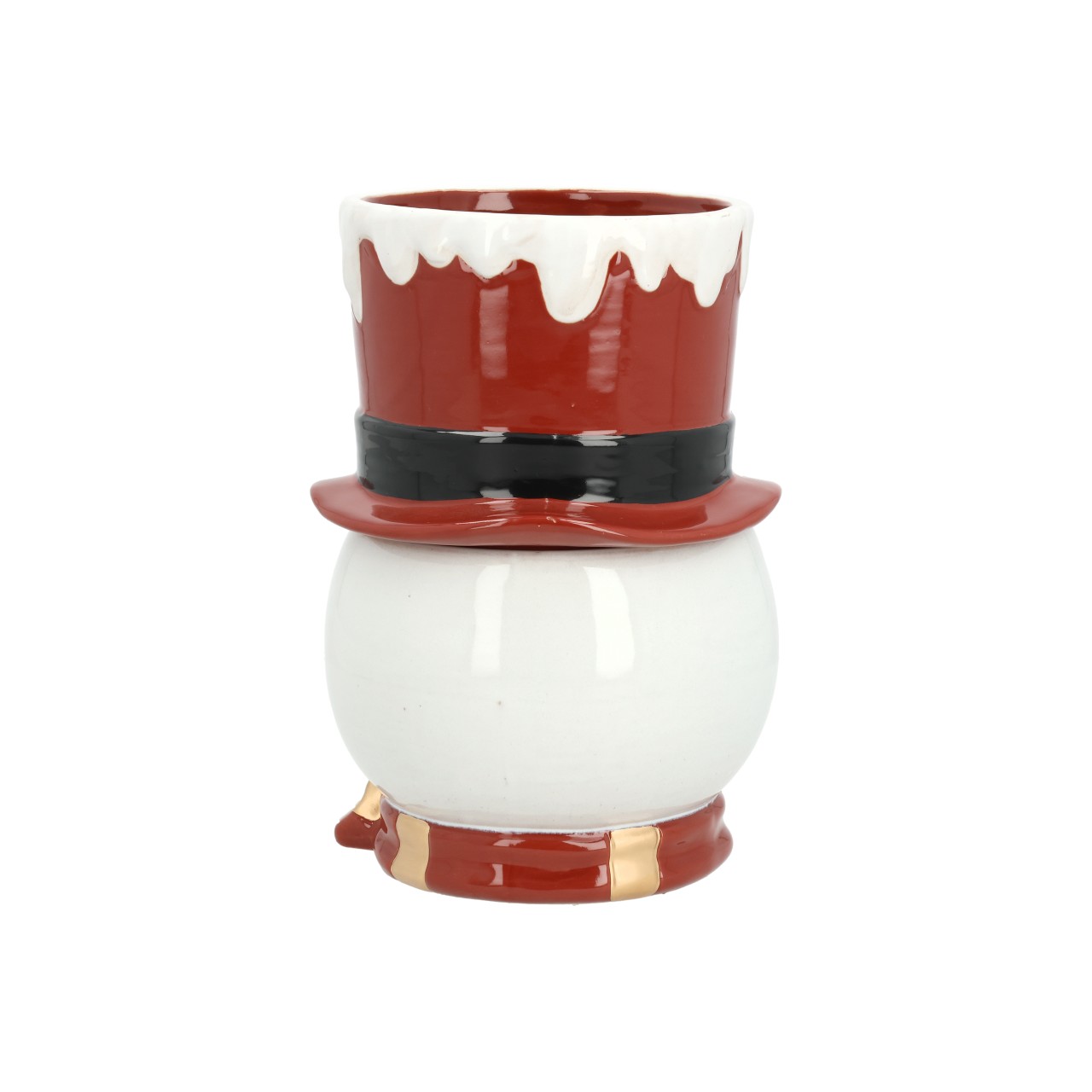 Maceta muñeco de nieve y sombrero de copa de gres rojo set de 2 (A/A/P) 18x23x16cm Töpferei, Zubehör