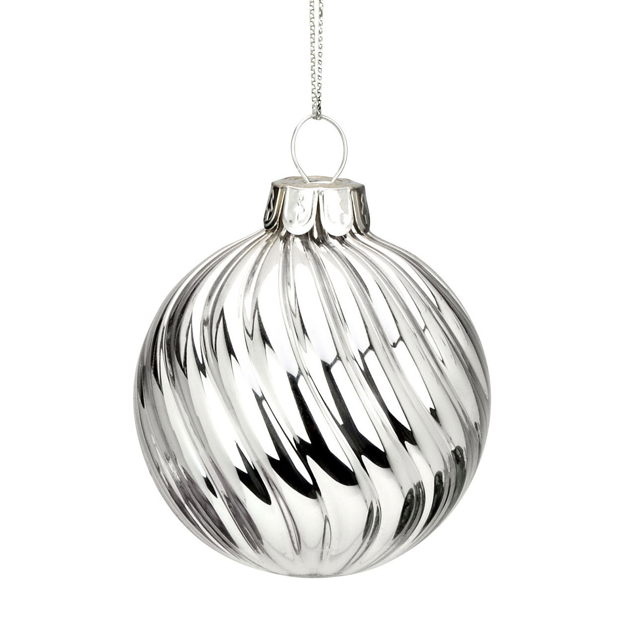 Glass Christmas bauble, silver Ø6cm