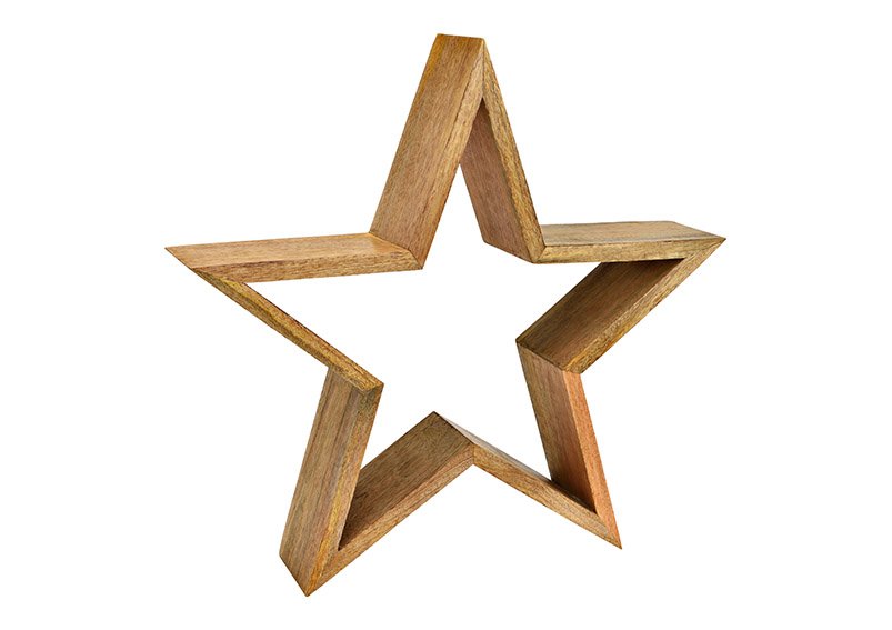 Expositor de estrellas de madera de mango natural (A/H/D) 49x47x10cm