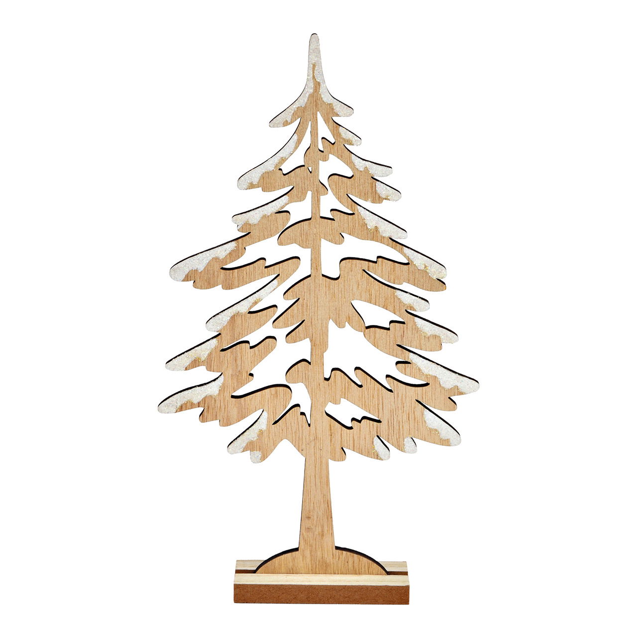 Sapin avec neige en bois naturel (L/H/P) 15x26x4cm