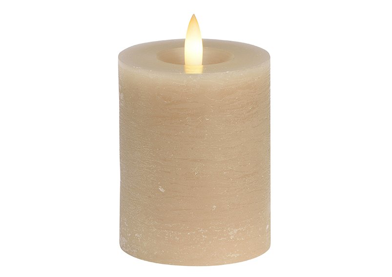 Candle LED beige, flickering light, exclusive 2xAAA made of wax (W/H/D) 7x9x7cm