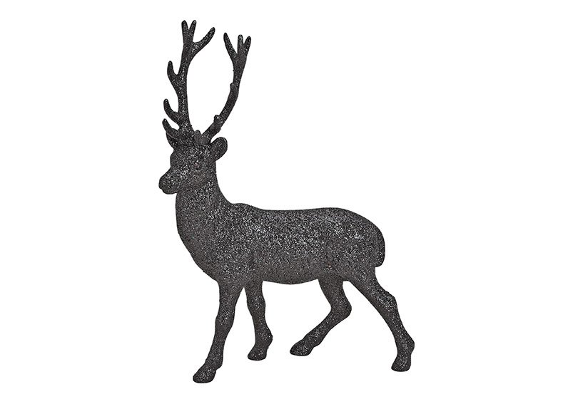 Cervo con brillantini in plastica nera (L/H/D) 20x30x5 cm