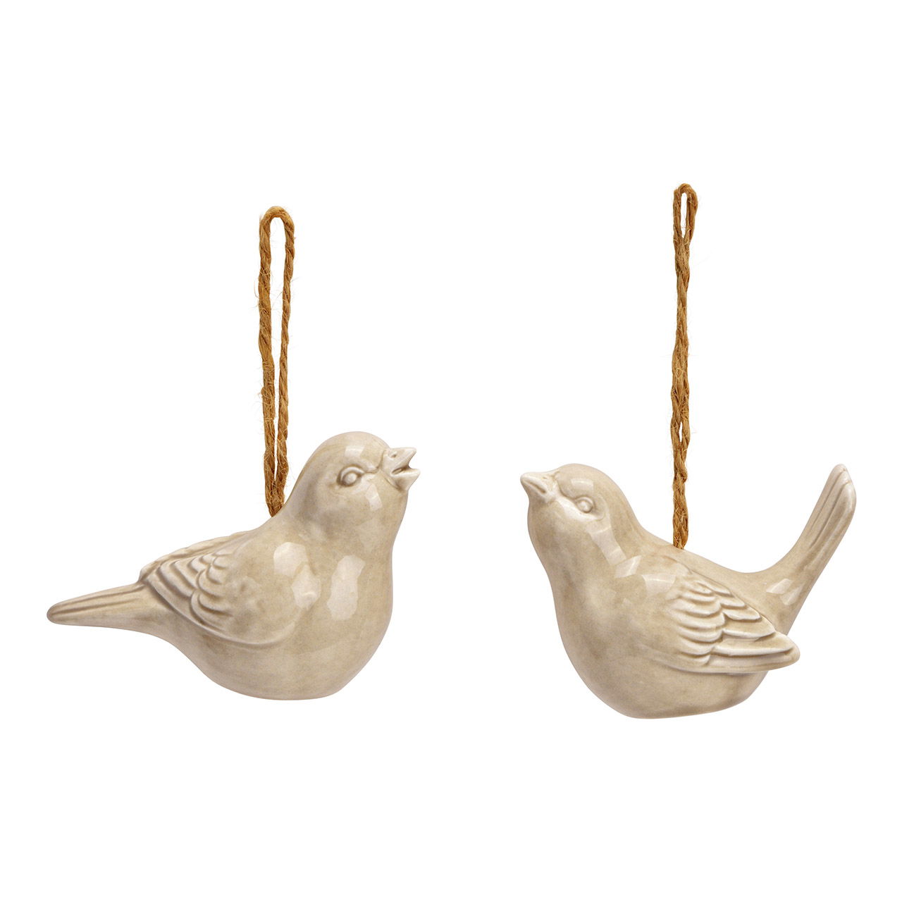 Suspension oiseau en porcelaine brune 2 fois, (L/H/P) 9x4x4cm