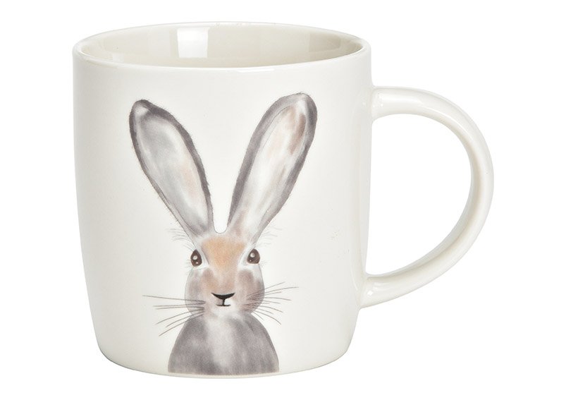 Mug bunny decor porcelain white (W/H/D) 12x9x9cm 350ml