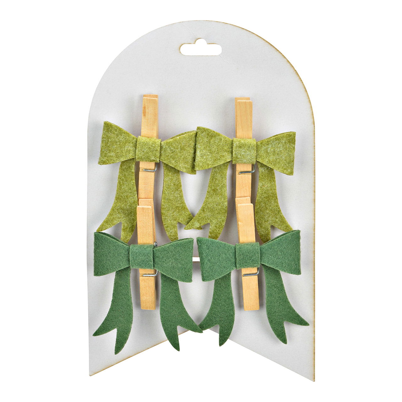 Clothespins with felt bows made of felt, set of 4, green (W/H/D) 6x10x2cm Clothespins with felt bows made of felt, set of 4, green (W/H/D) 6x10x2cm