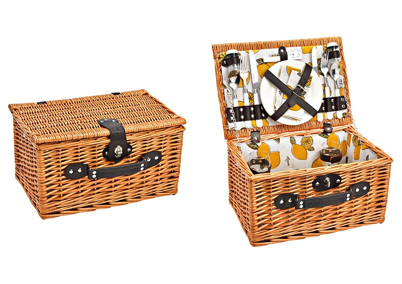 Picnic basket for 2 people set of 15 (W/H/D) 37x20x26cm