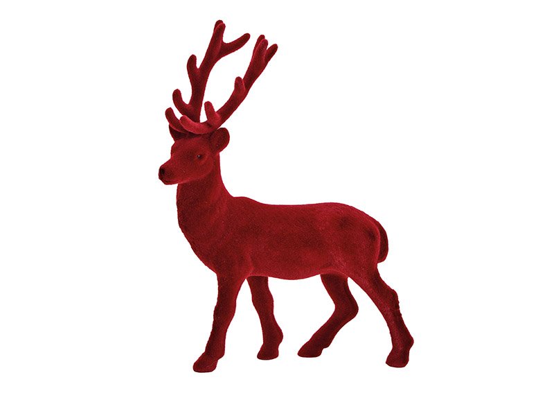 Deer flocked plastic bordeaux rot, 20x30x5cm