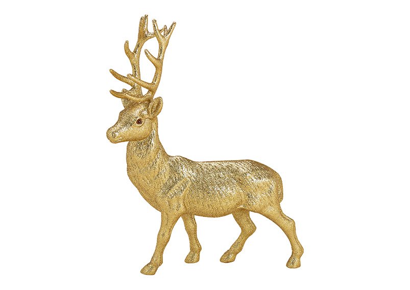 Cervo con glitter in plastica oro (L/H/D) 30x40x7 cm