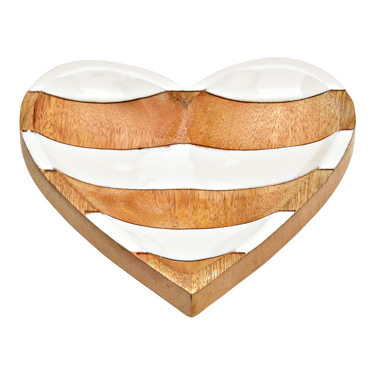 Decorative heart plate made of mango wood, natural (W/H/D) 16x2x15cm