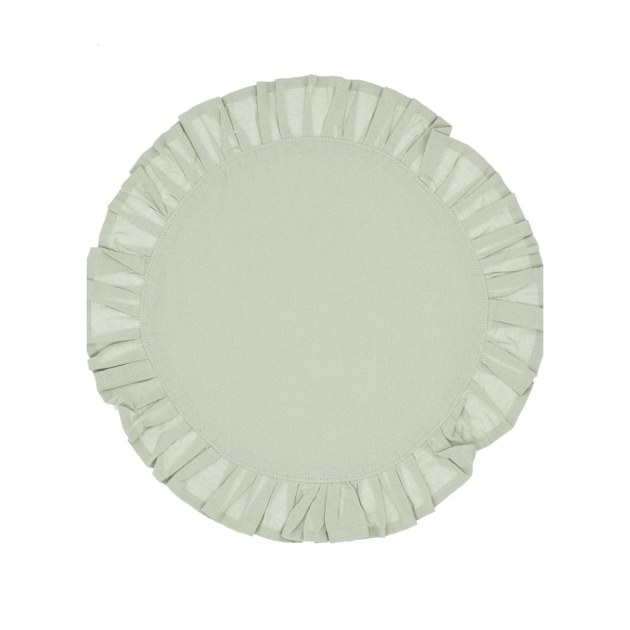 Textilní prostírání, zelené (Š/V/H) 38 × 0,5 × 38 cm Runder Stoffuntersetzer, Rüschenrand, Hellgrün, Textil
