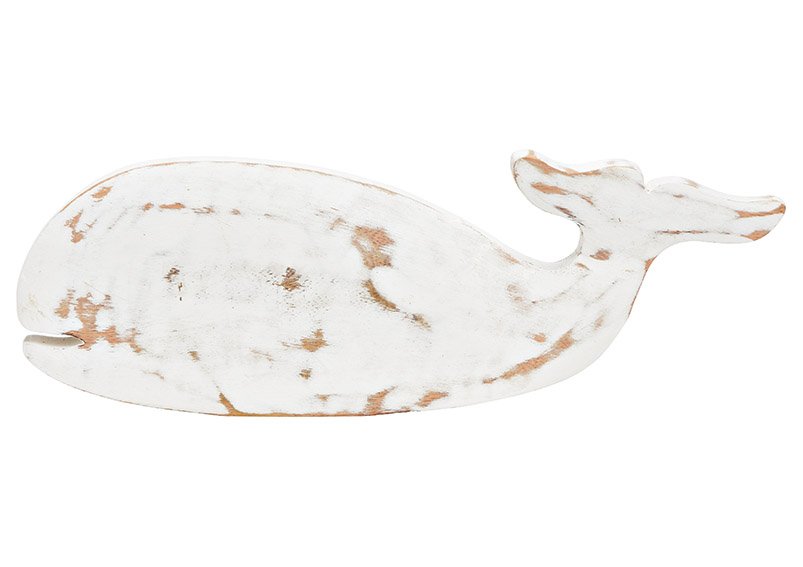 Aufsteller Wal aus Mangoholz weiß (B/H/T) 30x10x2cm