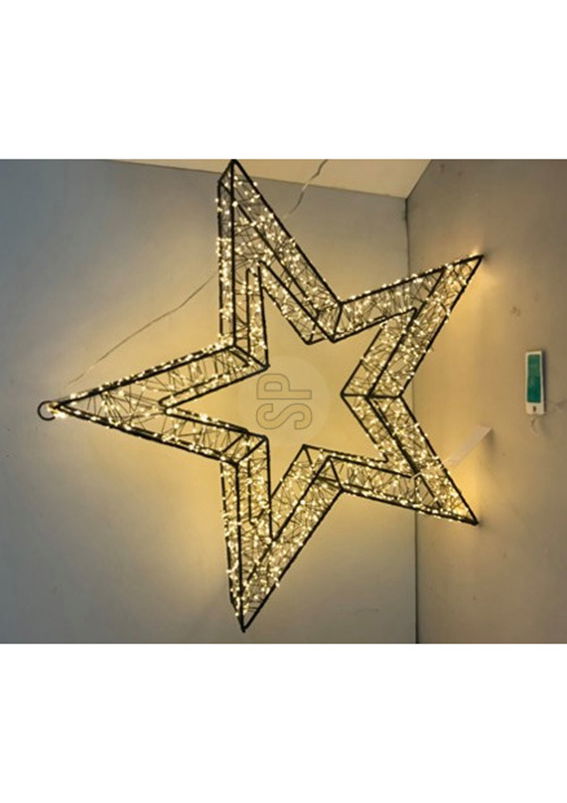 Étoile lumineuse 1440 LED blanc extra chaud avec minuterie 6/18, adaptateur IP44 en plastique noir (L/H/P) 50x50x8cm