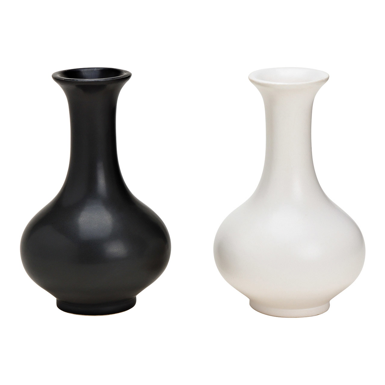 Vase aus Keramik Schwarz, weiß 2-fach, (B/H/T) 8x13x8cm | 10032695