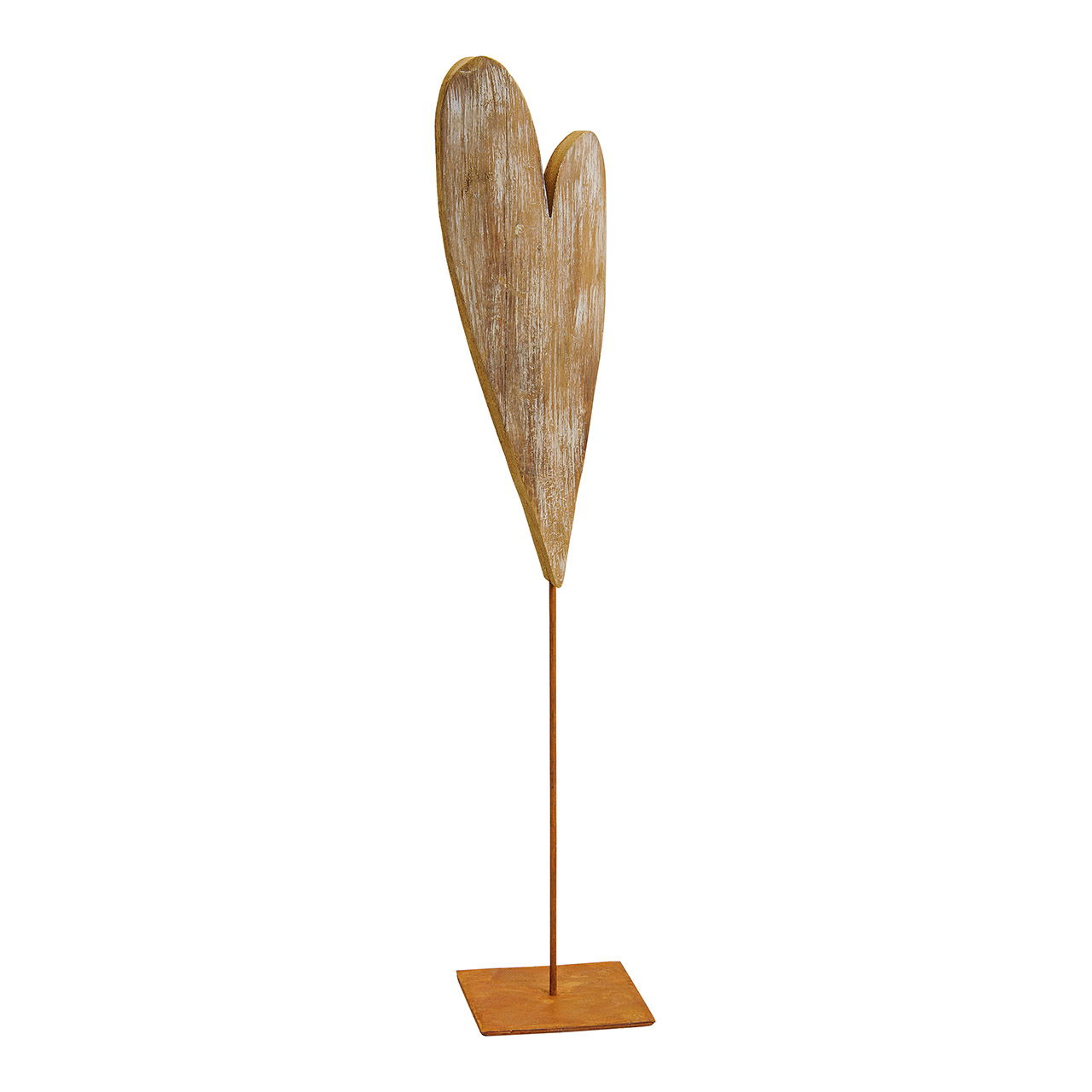 Hart van hout op metalen standaard van hout bruin (B/H/D) 9x51x9cm