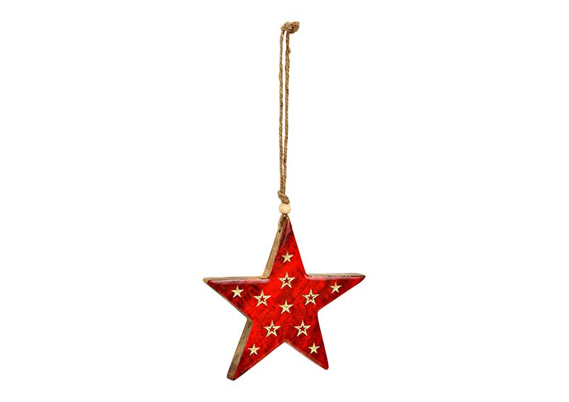 Hanger star made of mango wood red (W/H/D) 15x14x2cm