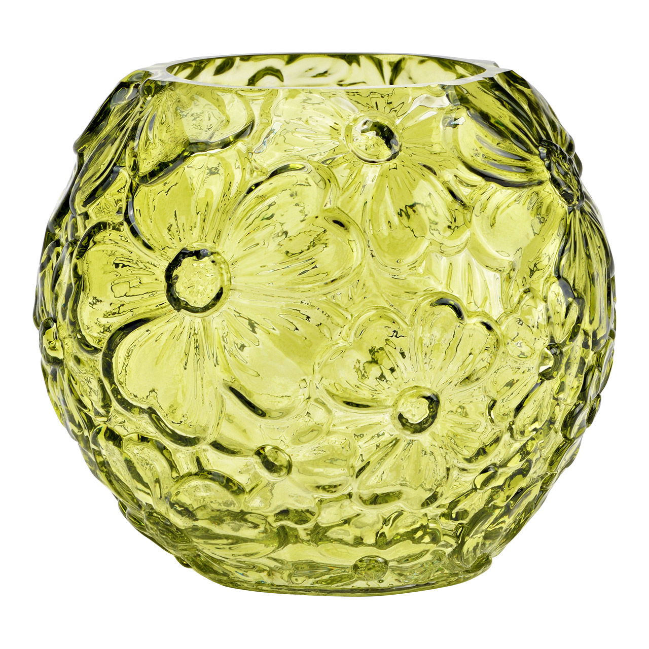 Vase en verre, vert (L/H/P) 15x13x15cm Krug, Töpferei, Vase, Glas, Kugel