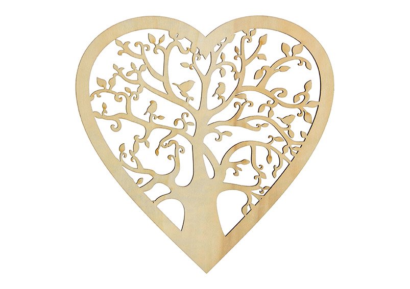 Muurhanger hart boom decor in hout natuur (w/h) 20x20cm