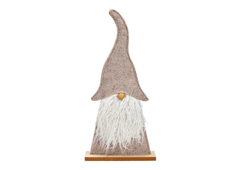 Stand gnome on wooden base made of textile beige (W/H/D) 22x46x7cm