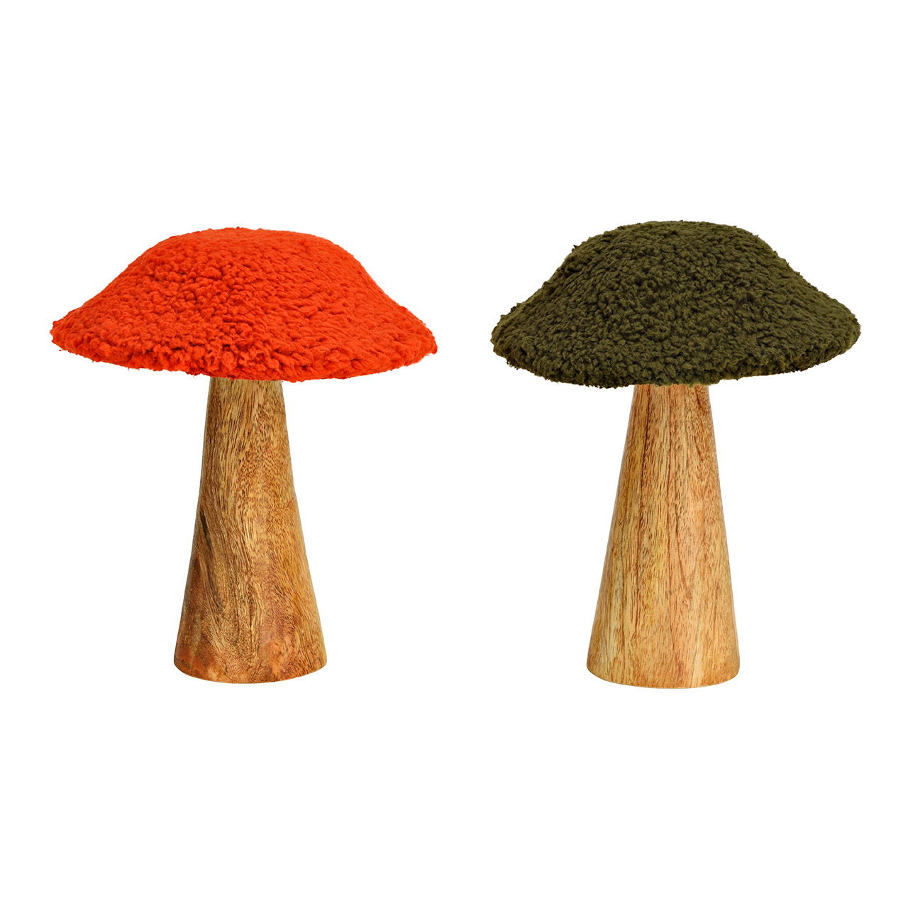 Mushroom made of mango wood/textile, 2-fold, red/green (W/H/D) 13x16x13cm