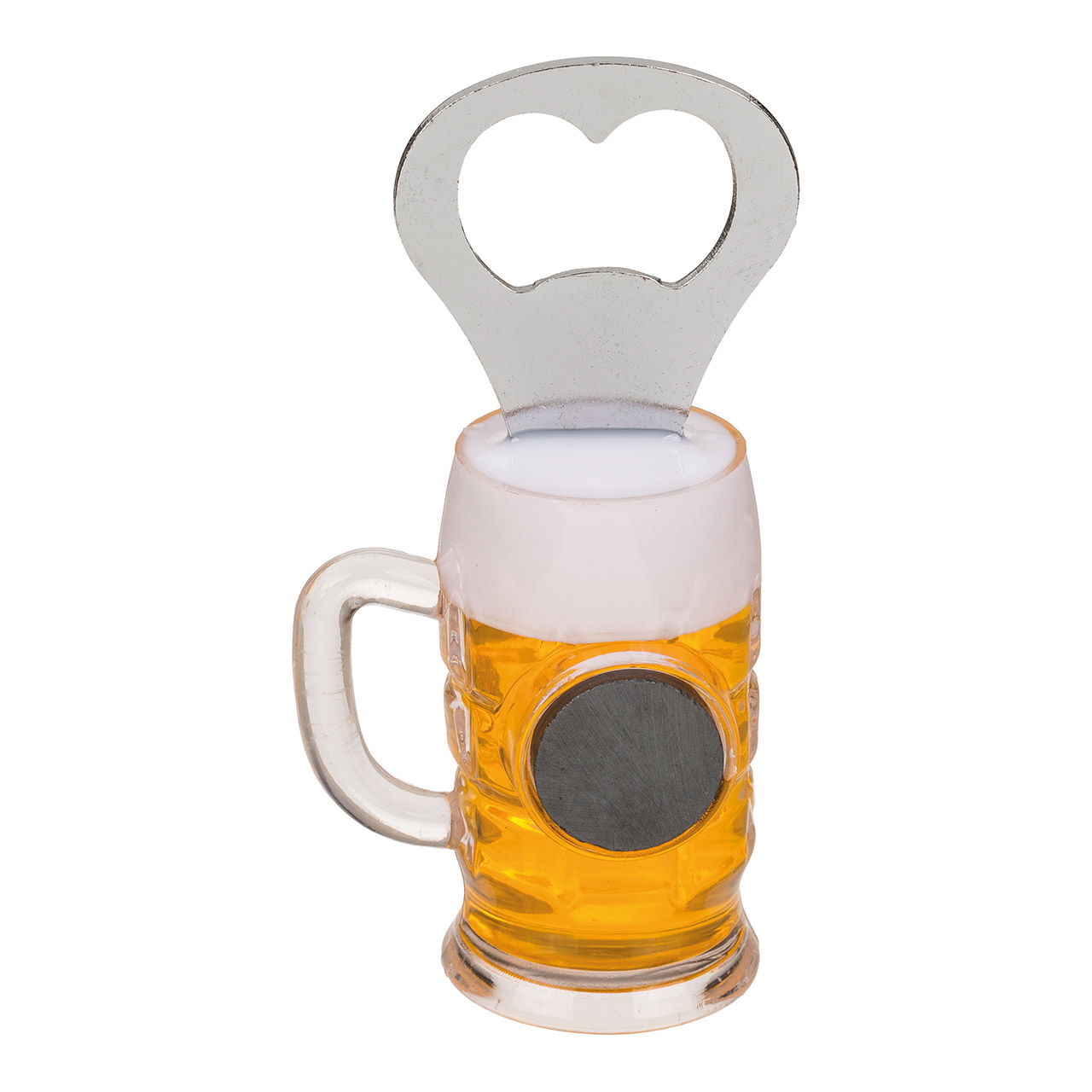 Flaschenöffner Bierglas, mit Magnet, aus Metall Gelb (B/H/T) 3x10x3cm