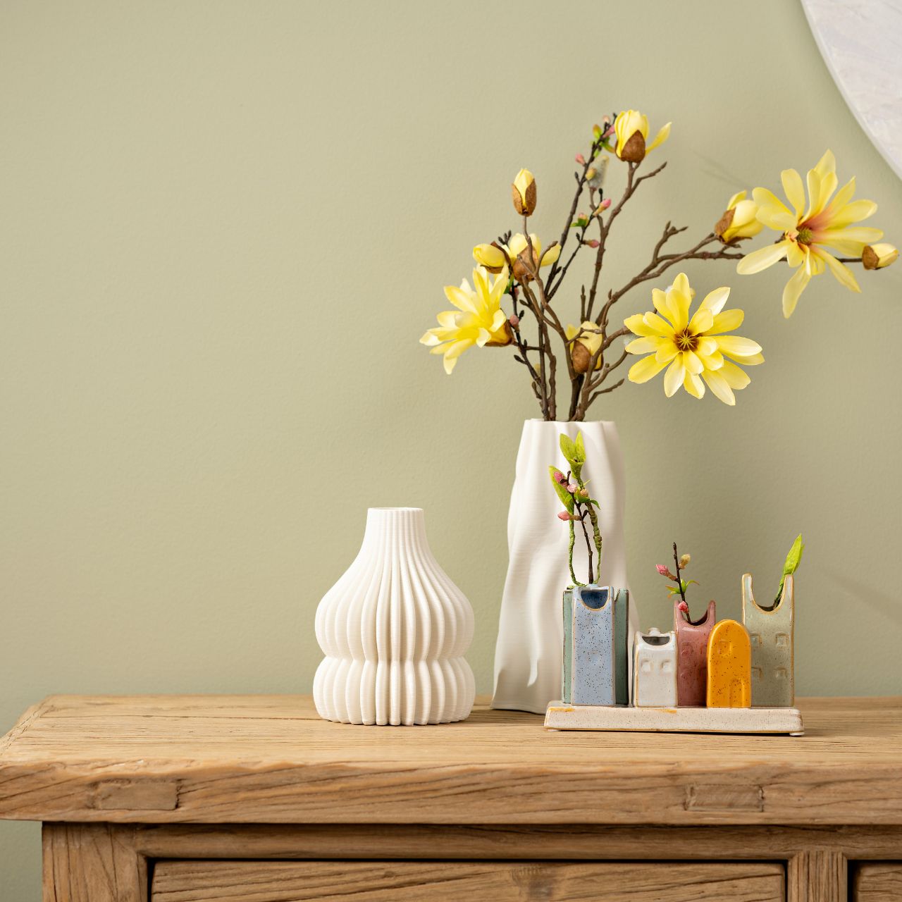 Blumen-Arrangement, Tabelle, Glas, Töpferei, Vase