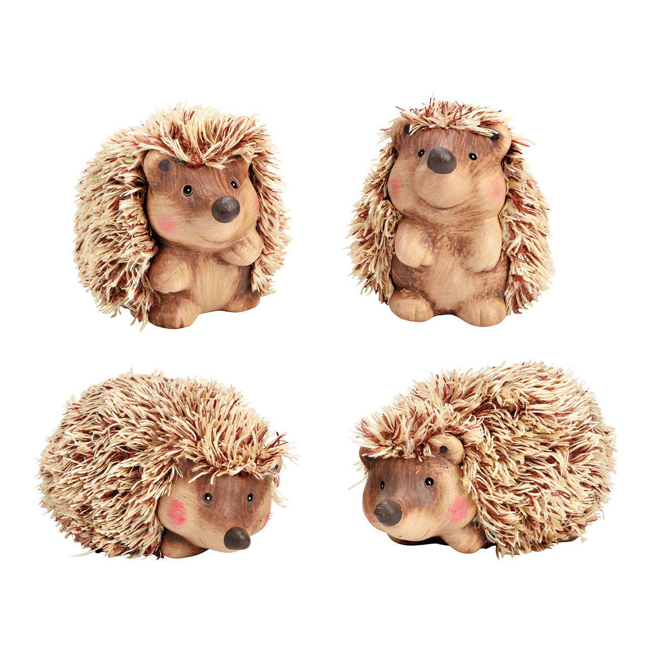 Hedgehog made of clay/faux fur, assorted, W13 x D10 x H8 cm