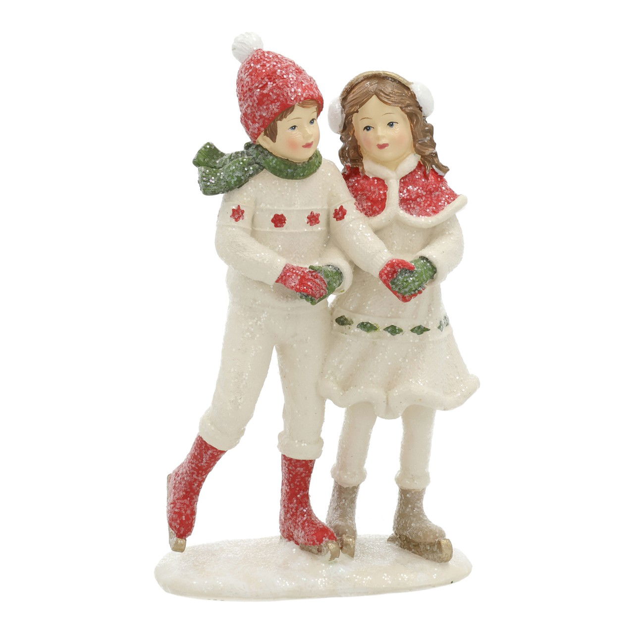 Enfants avec skis en poly rouge/blanc (L/H/P) 8x14x4cm Figur, Person, Baby, Gesicht, Kopf