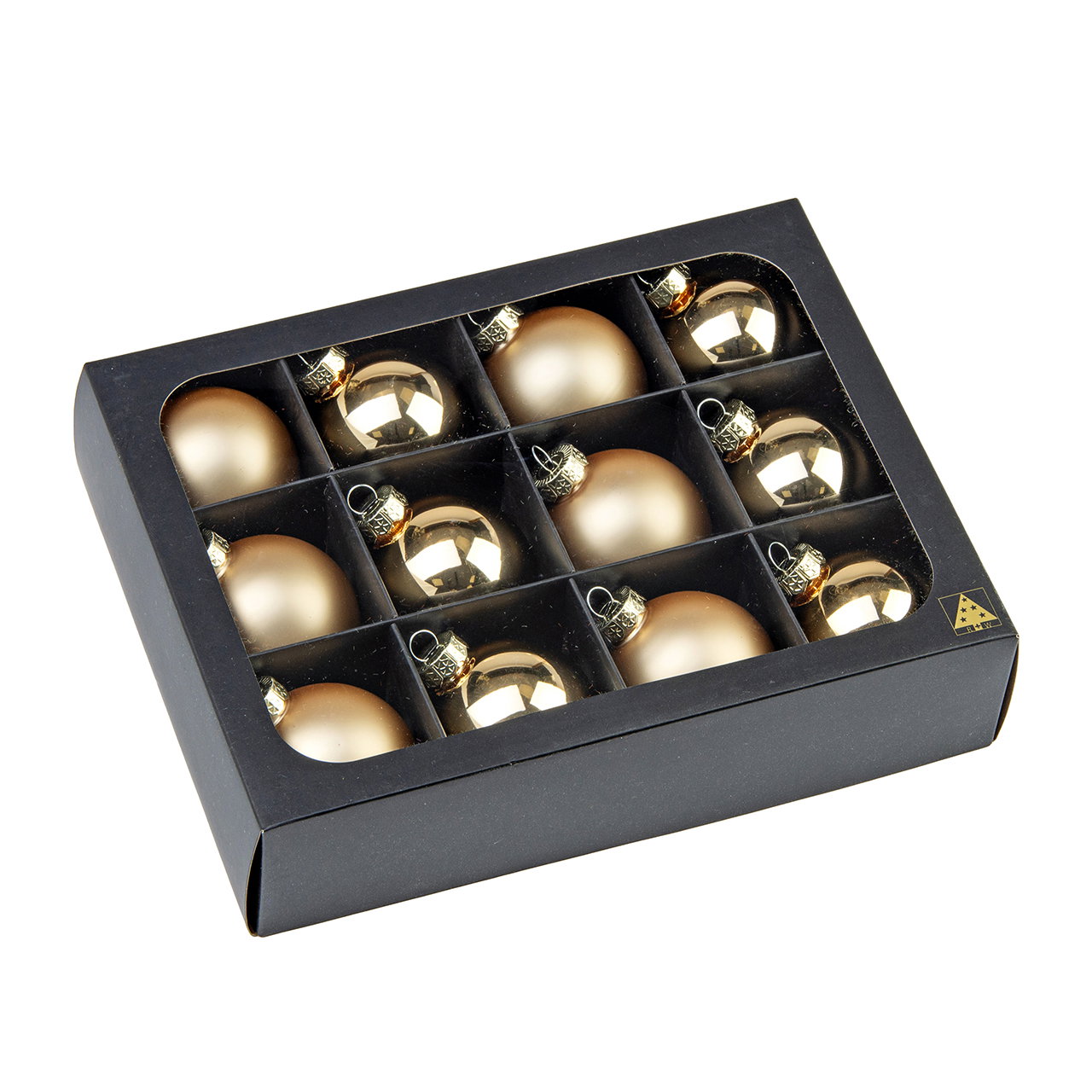 Weihnachtskugeln, Baumschmuck, Goldfarbe, Boxen-Set, 12er-Pack