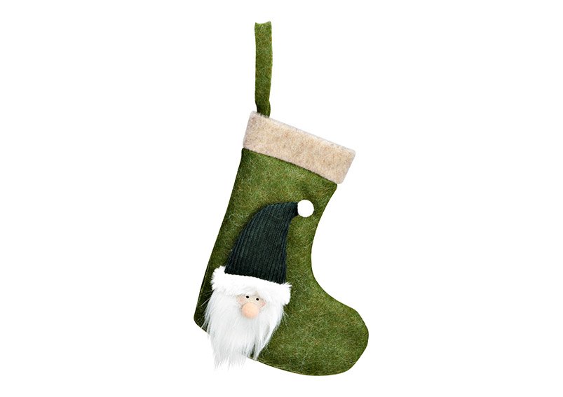 Weihnachtstrumpf Nikolaus aus Textil grün (B/H/T) 16x21x5cm