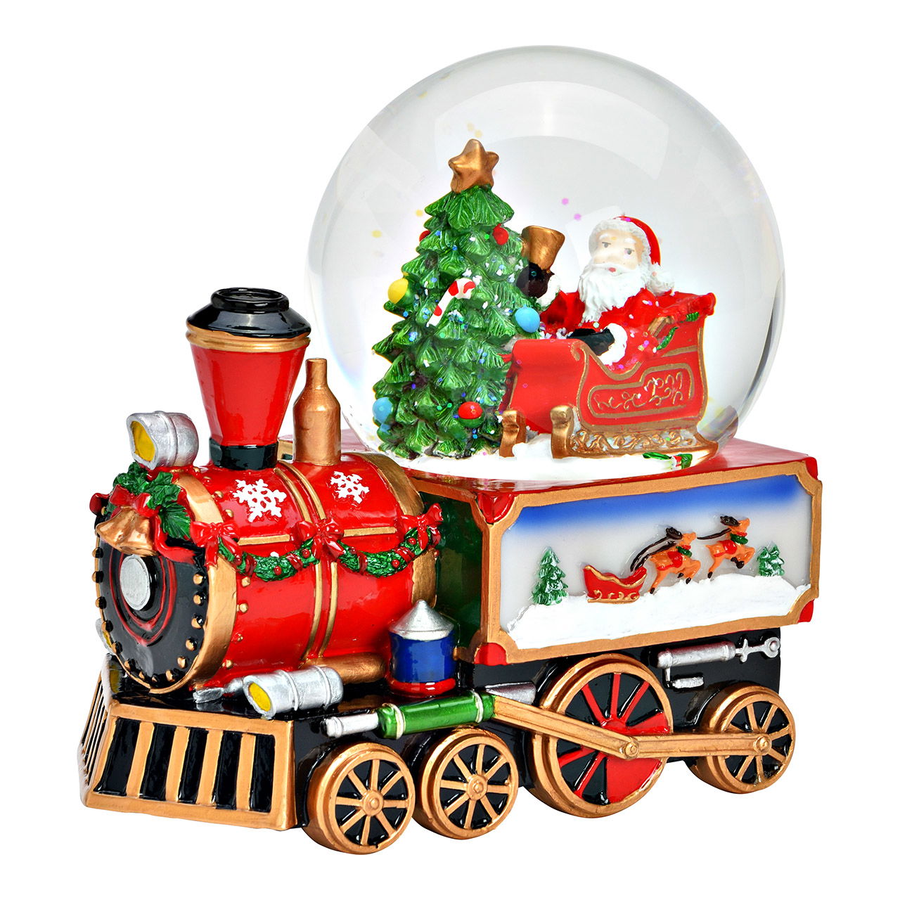 Muziekklok/sneeuwbol Kerstscène trein gemaakt van poly, (B/H/D) 16x15x11cm Muziekklok/sneeuwbol Kerstscène trein gemaakt van poly, (B/H/D) 16x15x11cm