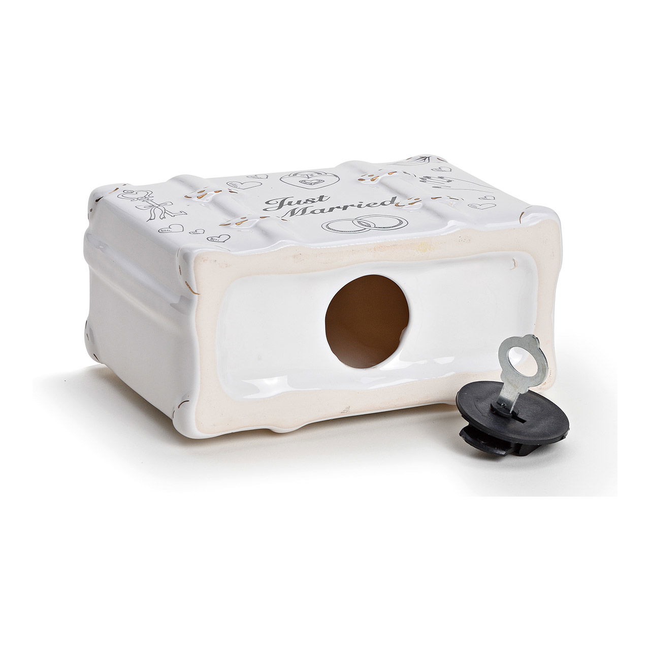 Spardose Koffer Just married Ker. 14x6x13cm
