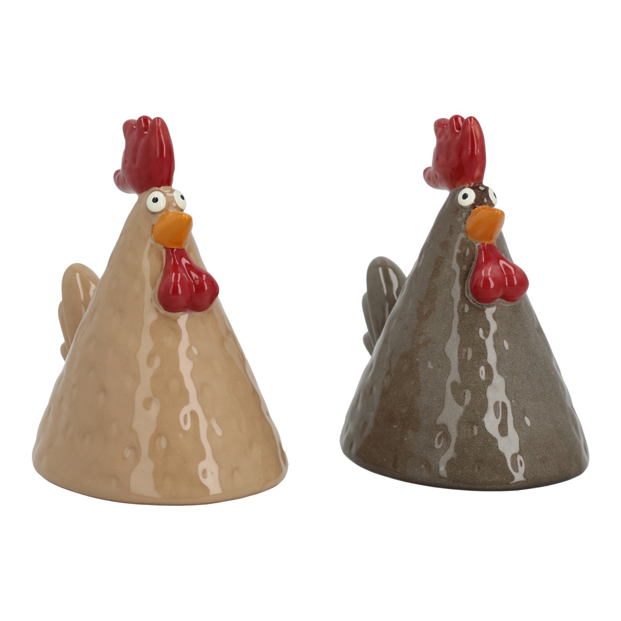 Pollo in terracotta, marrone/beige, assortimento doppio (L/A/P) 8x13x13 cm huhn figur, keramik, milchkaffee, glänzend, handmade