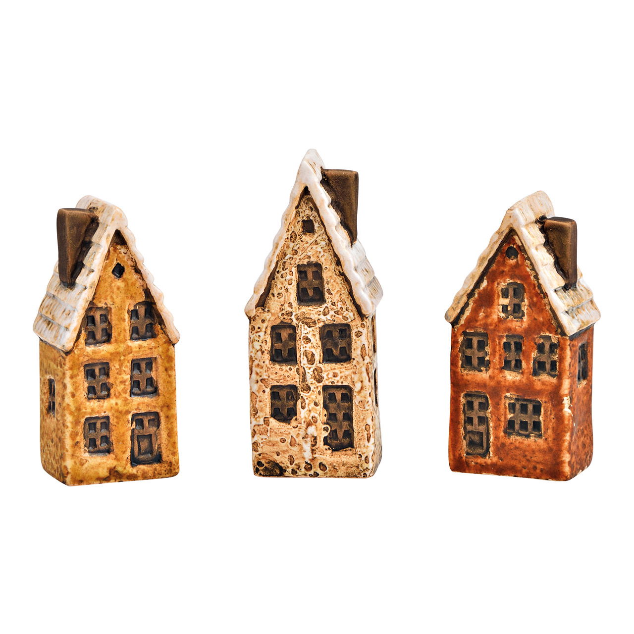 House, town house made of stoneware natural 3-fold, (W/H/D) 4x10x3cm