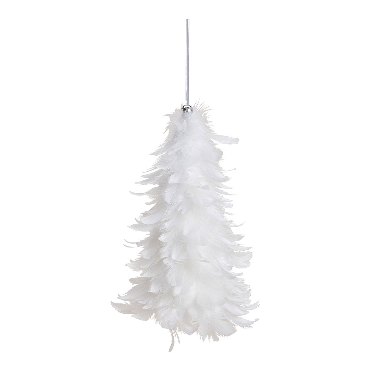 Suspension sapin en plume, plastique blanc (L/H/P) 15x30x15cm