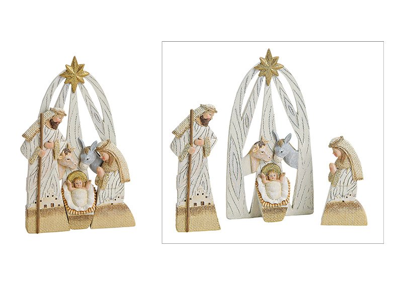 Nativity figure set of 3, made of polyresin, beige color, 13x20x3cm