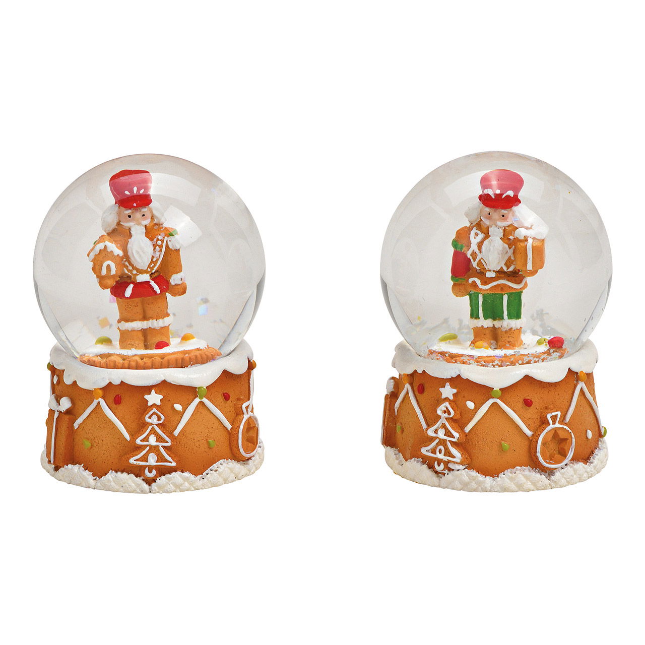 Snow globe nutcracker made of poly, stained glass 2-fold, (W/H/D) 4x6x4cm