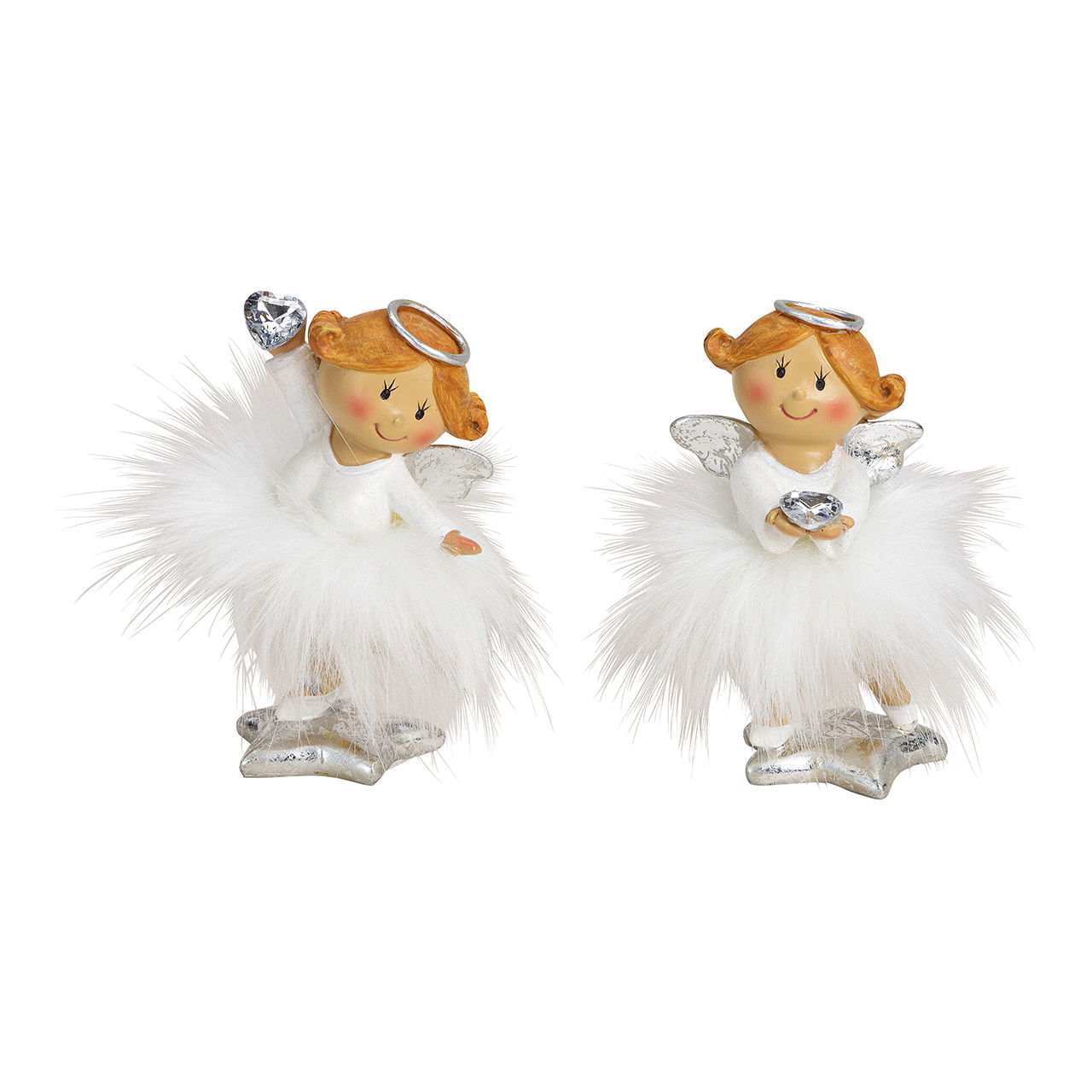 Engel mit Kunstfell Rock aus Poly Weiß 2-fach, (B/H/T) 7x12x6cm Engel mit Kunstfell Rock aus Poly Weiß 2-fach, (B/H/T) 7x12x6cm