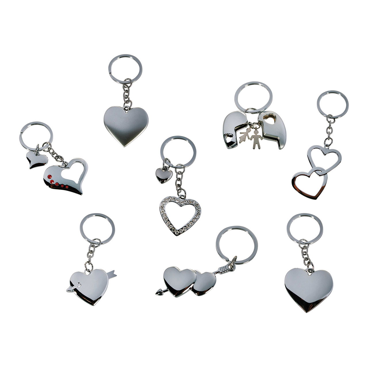 Llavero de metal corazón, 8 colores surtidos, 3 cm