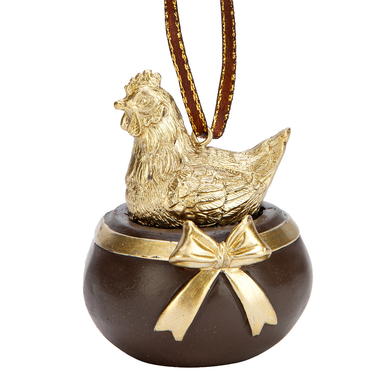 Huhn, Goldfarbene Figur, Metallanhänger, Schmuckanhänger, Taschenanhänger Ornament