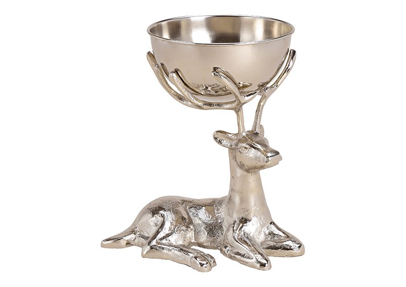 Deer bowl made of metal silver set of 2, (w / h / d) 30x32x25cm