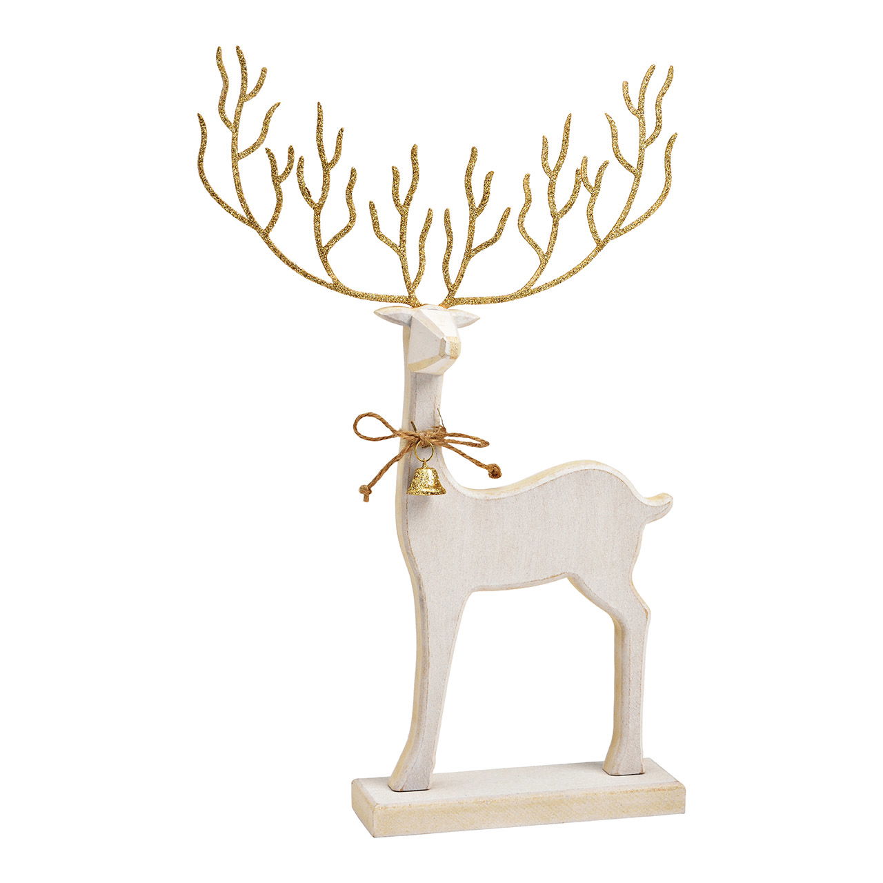 Cerf d'occasion en bois doré, blanc (L/H/P) 22x36x6cm