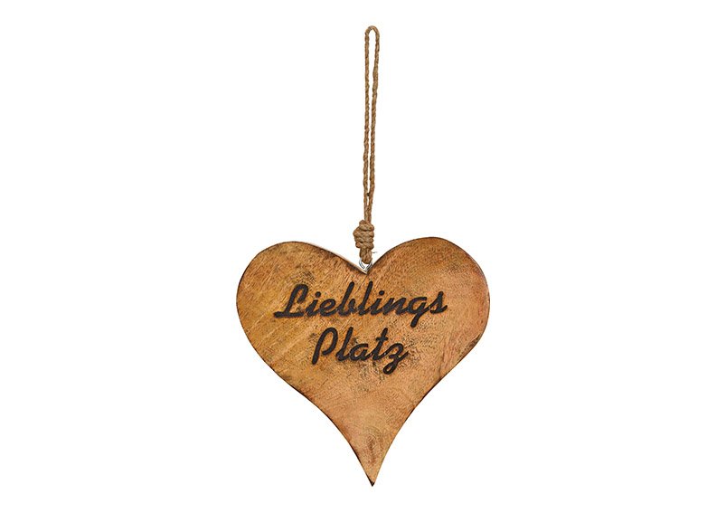 Hanger heart, lieblingsplatz, made of wood brown (w / h / d) 20x20x2cm
