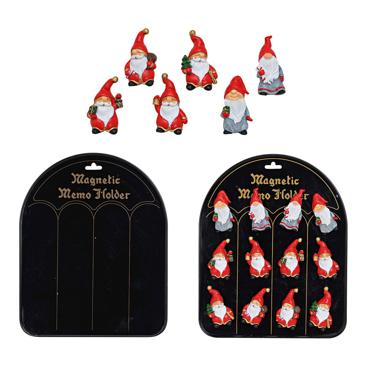 Magnete Babbo Natale su tavola di poli, 6 assortiti, 6 cm