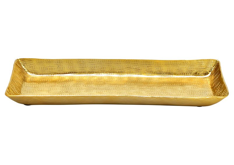 Bandeja, metal dorado (c/h/d) 32x2x14cm