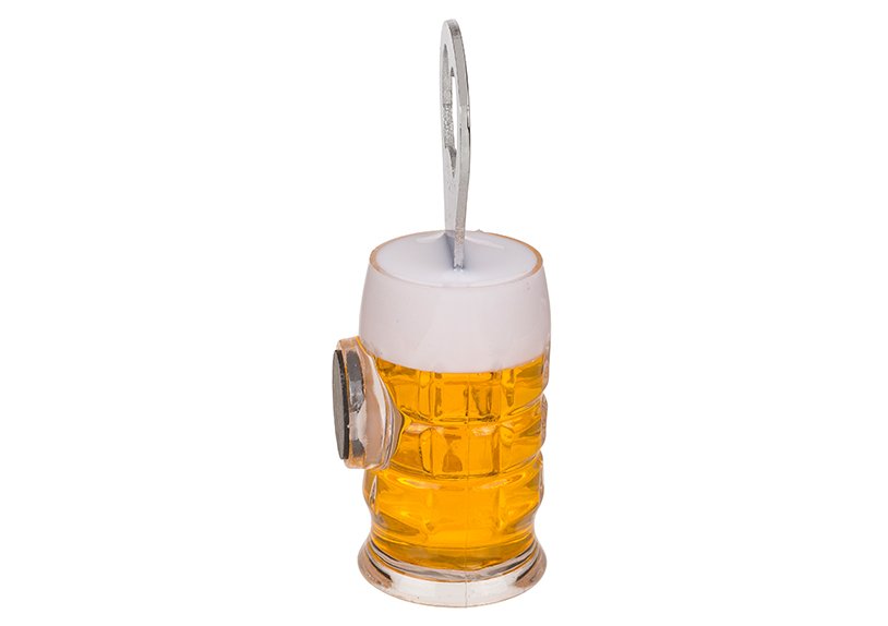 Ouvre-bouteille verre à bière, avec aimant, en métal jaune (L/H/P) 3x10x3cm