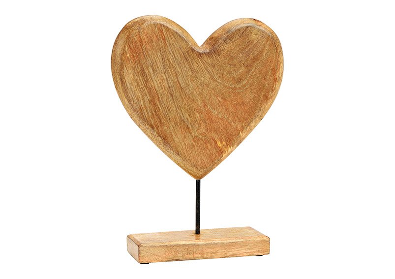 Expositor corazón de madera de mango natural (c/h/d) 24x33x7cm