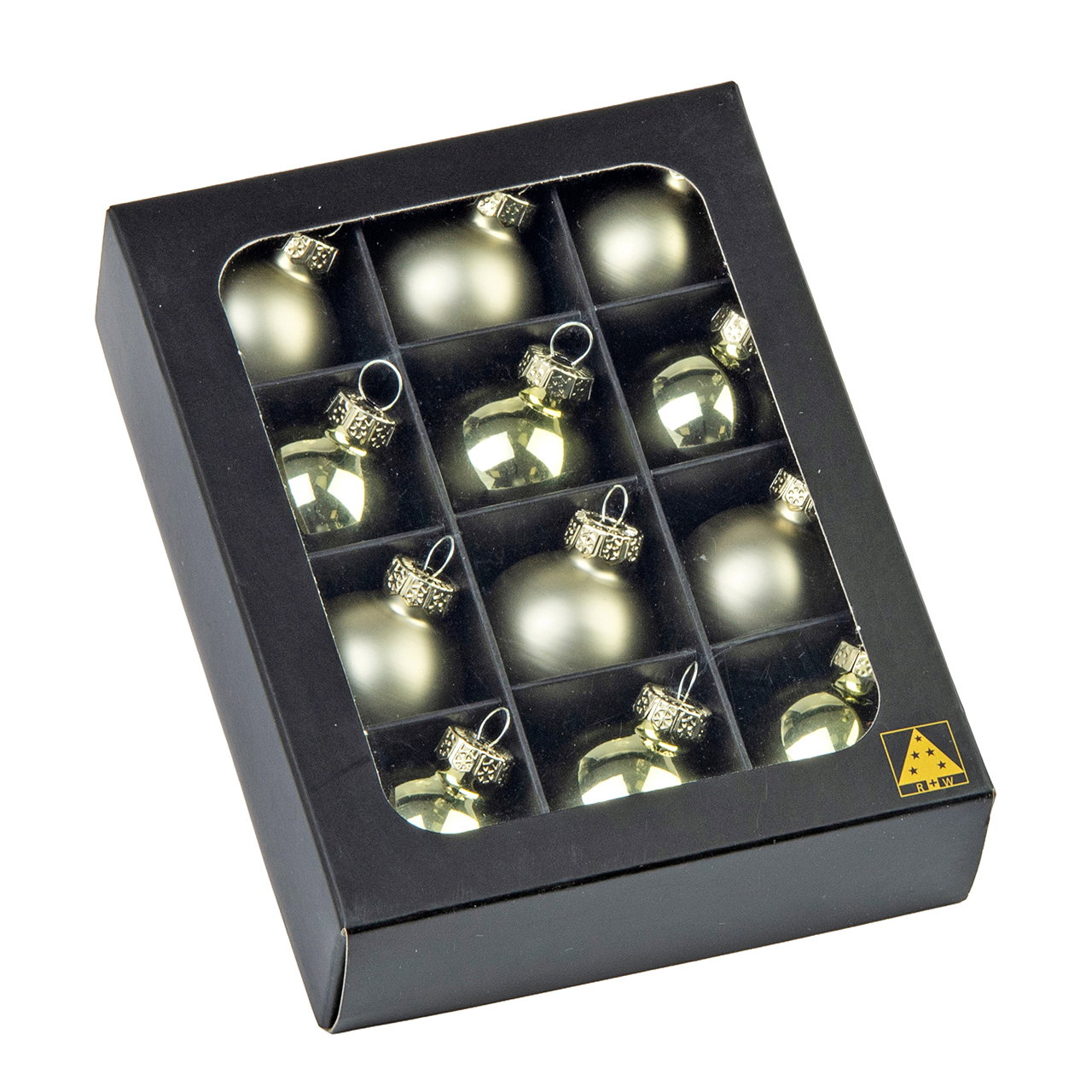 Weihnachtskugeln, Glaskugeln, Farbton: Gold, Set, Aufhänger
