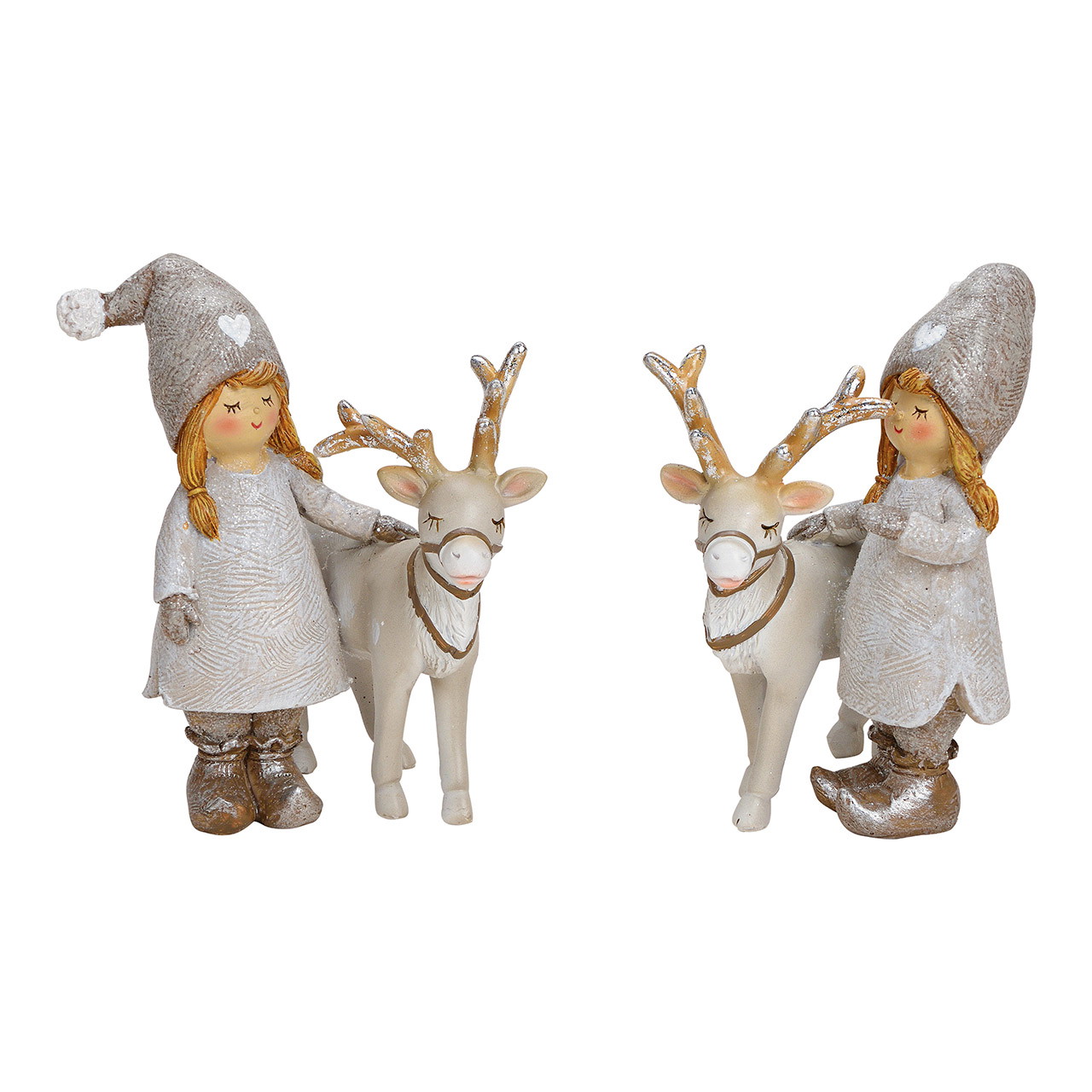 Winter child with deer made of poly gray 2-fold, (W/H/D) 9x13x9cm Winter child with deer made of poly gray 2-fold, (W/H/D) 9x13x9cm