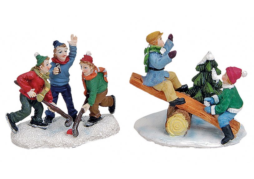 Figuras de Navidad en miniatura de varias escenas, de poliéster, 4 surtidas, 6 cm